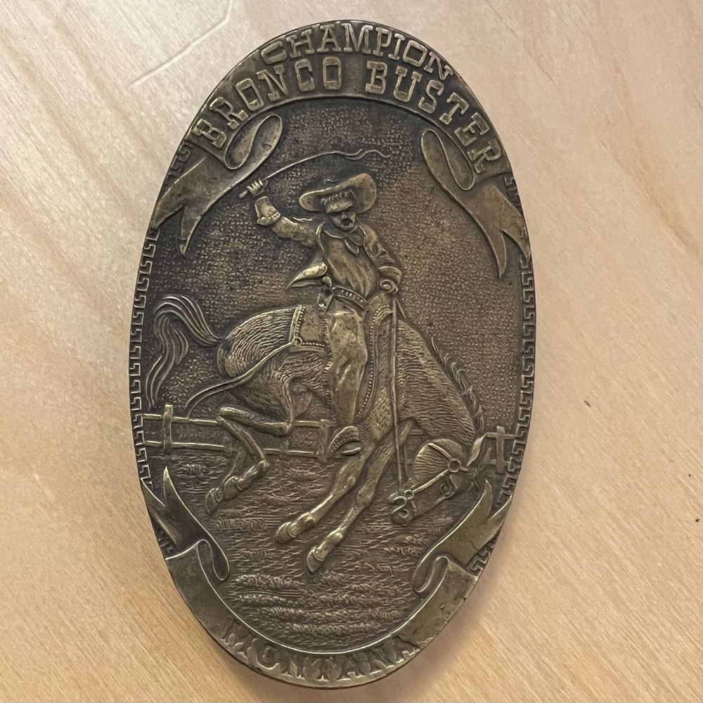 Vintage, Champion Bronco Buster Montana belt buckle
